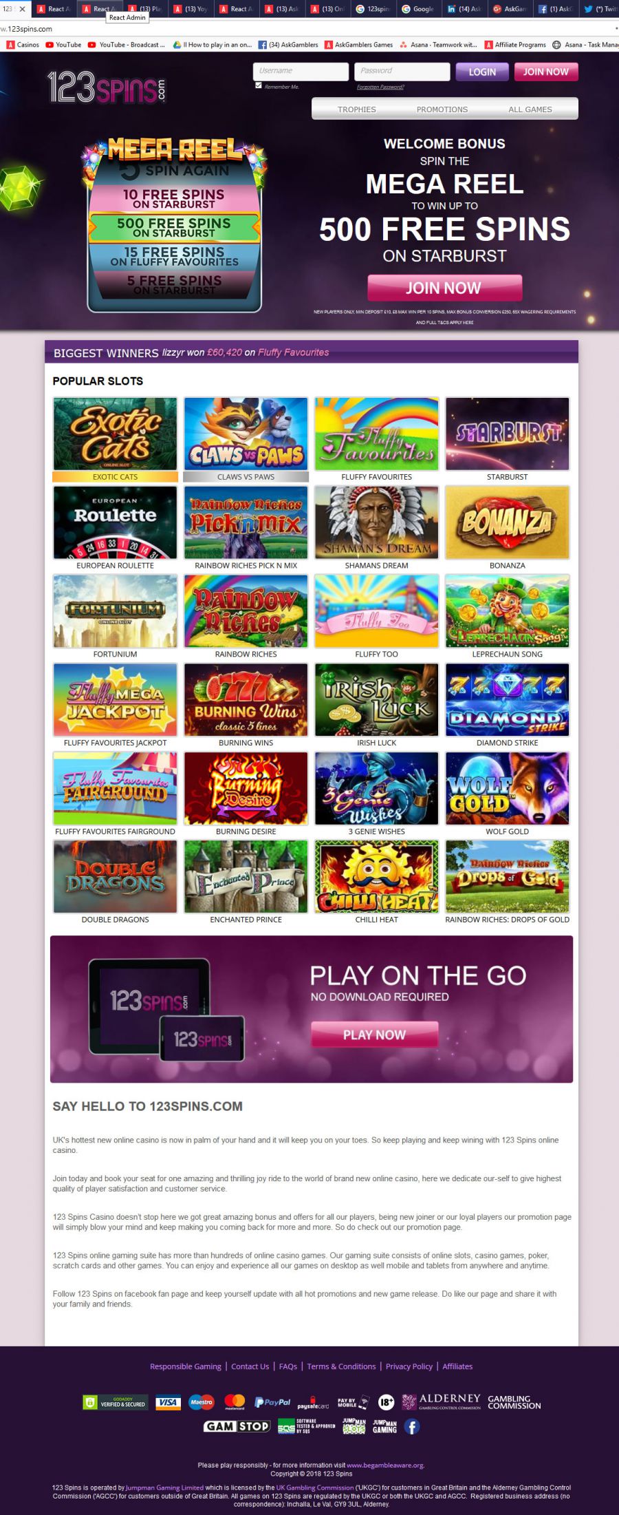 123 Spins Casino  screenshot