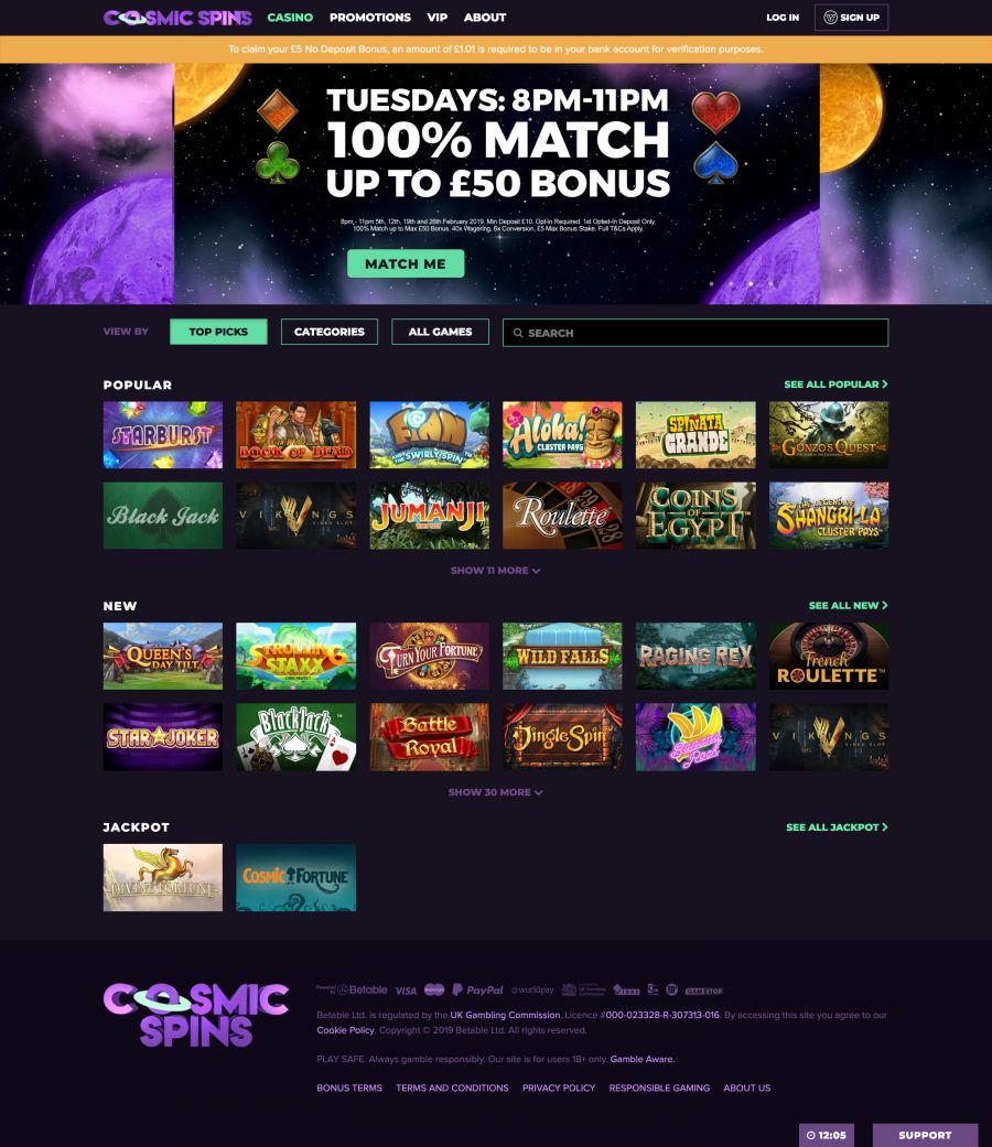 Cosmic Spins Casino  screenshot