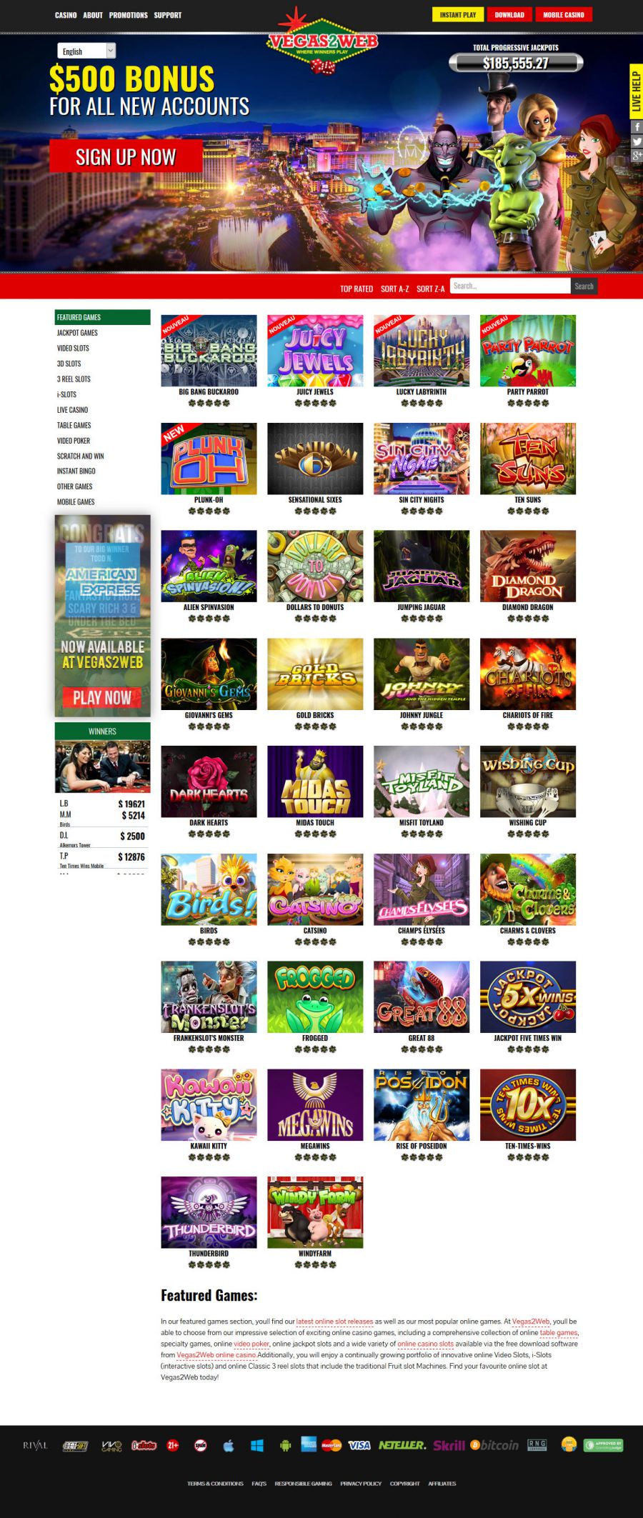Vegas2Web Casino  screenshot