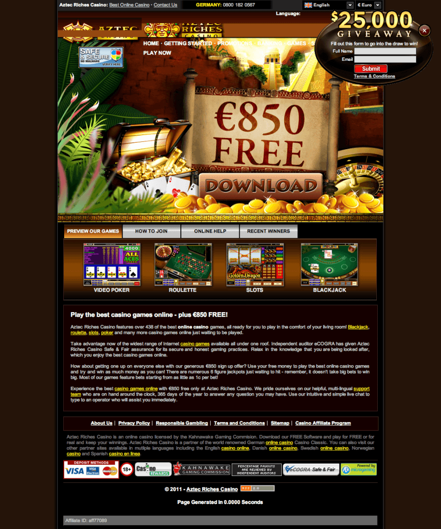 Aztec Riches Casino  screenshot