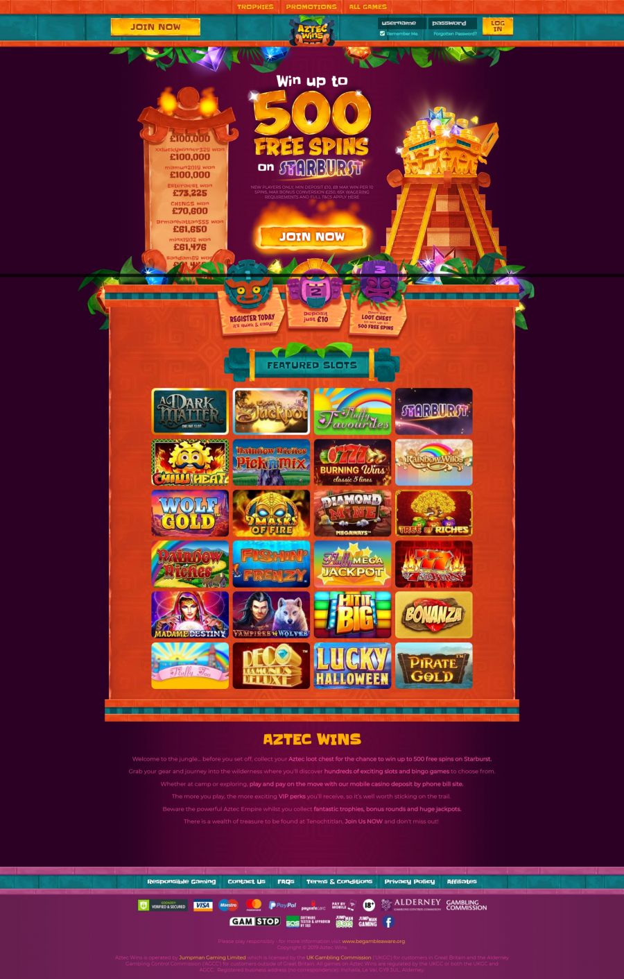 Aztec Wins Casino  screenshot