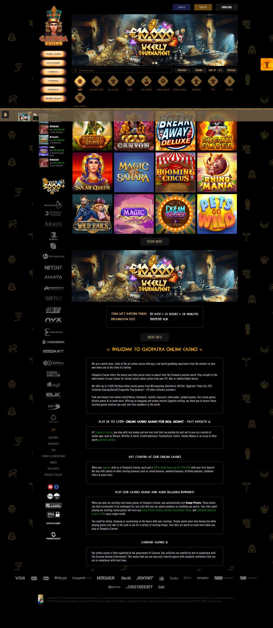 Cleopatra Casino  screenshot
