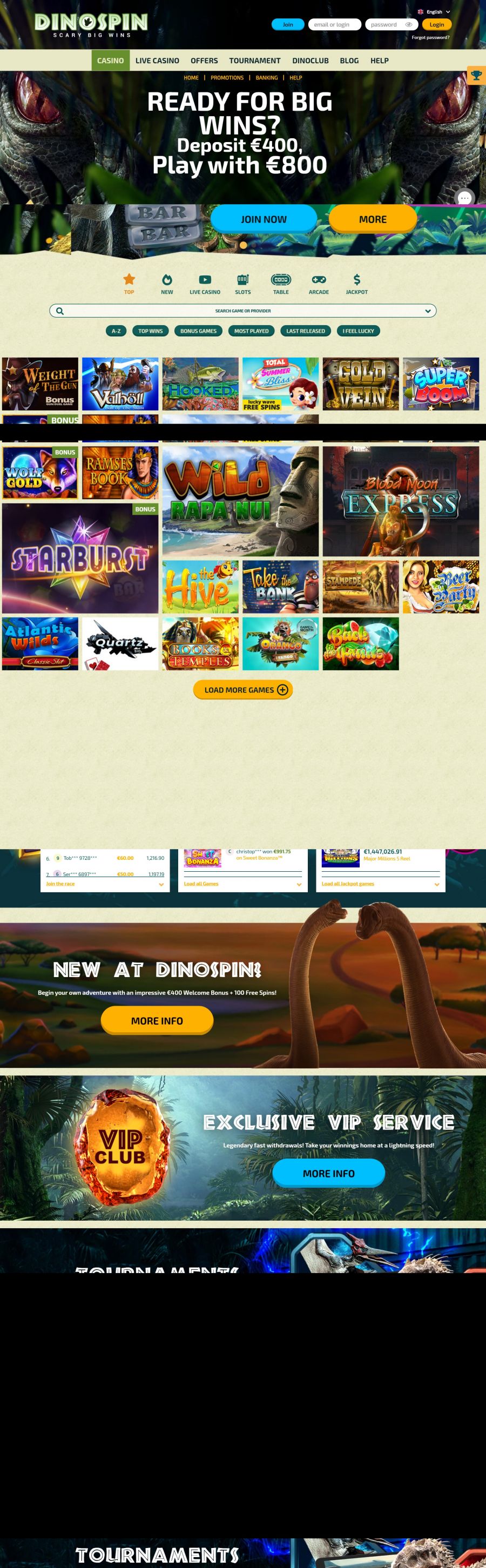 DinoSpin Casino  screenshot