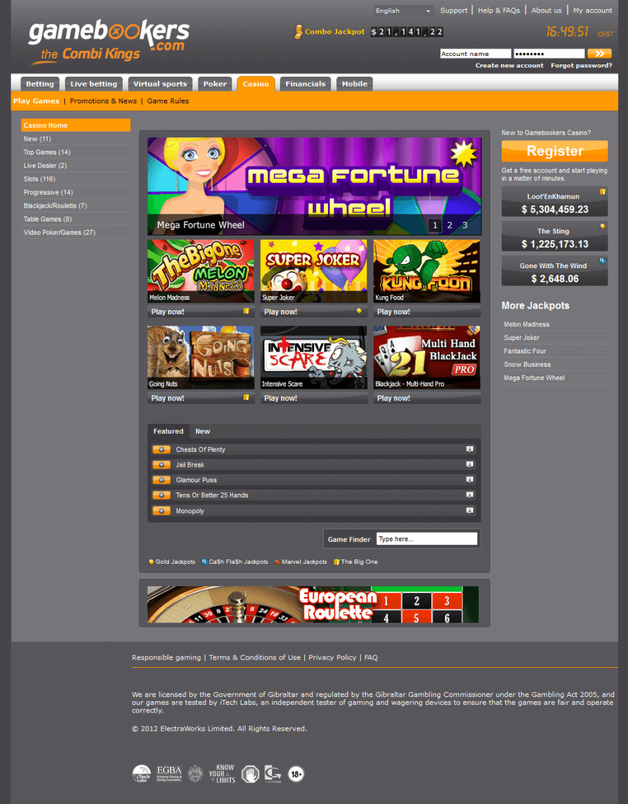 Gamebookers Casino  screenshot
