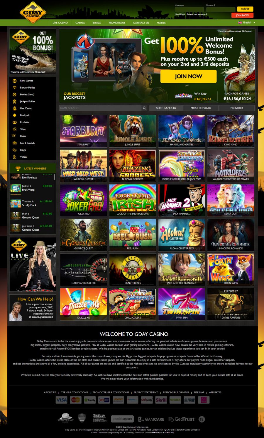 Gday Casino  screenshot