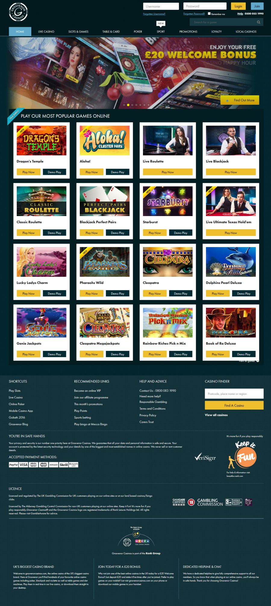 Grosvenor Casinos  screenshot