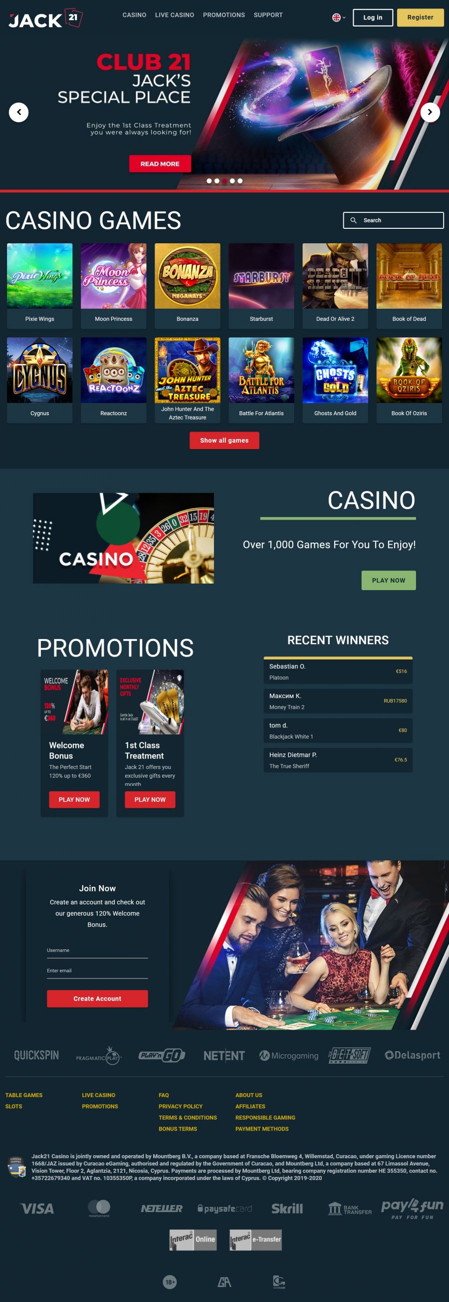 Jack21 Casino  screenshot