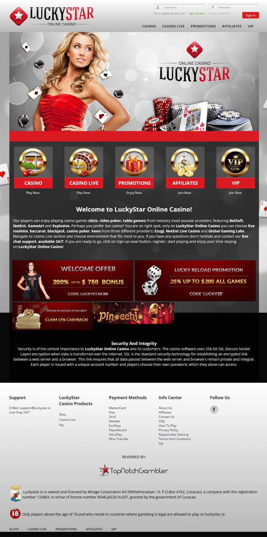 Luckystar Casino  screenshot