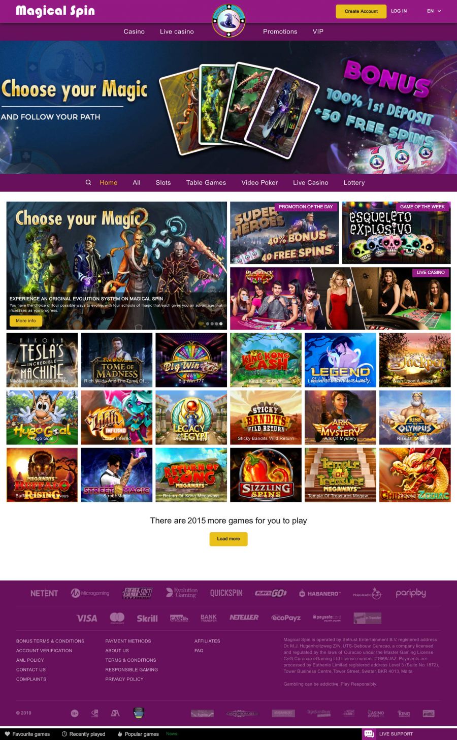 Magical Spin Casino  screenshot