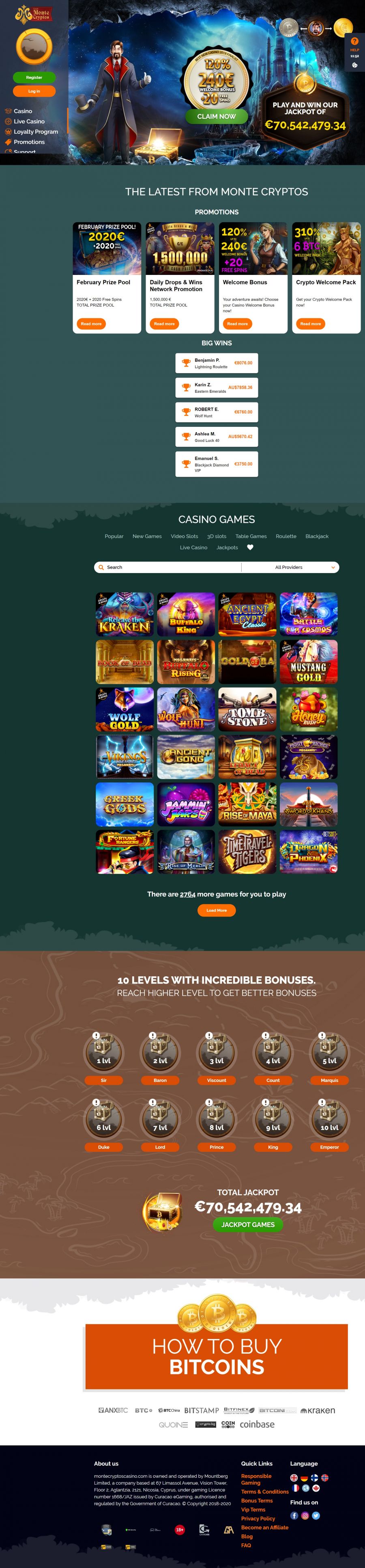 Monte Cryptos Casino  screenshot