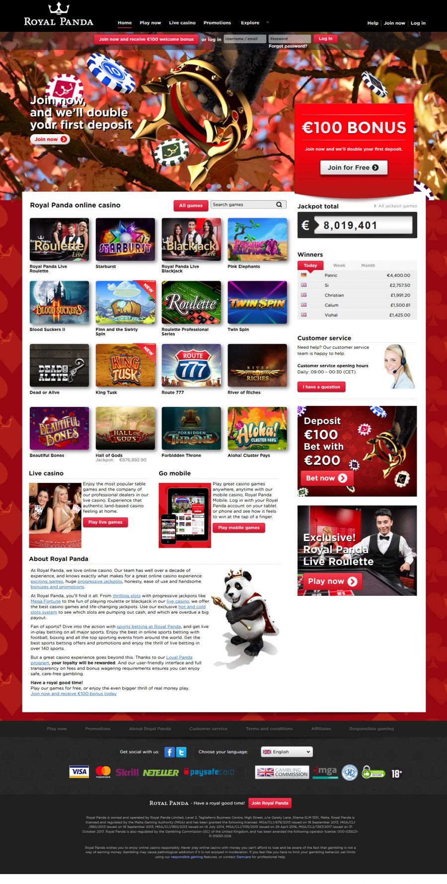 Royal Panda Casino  screenshot