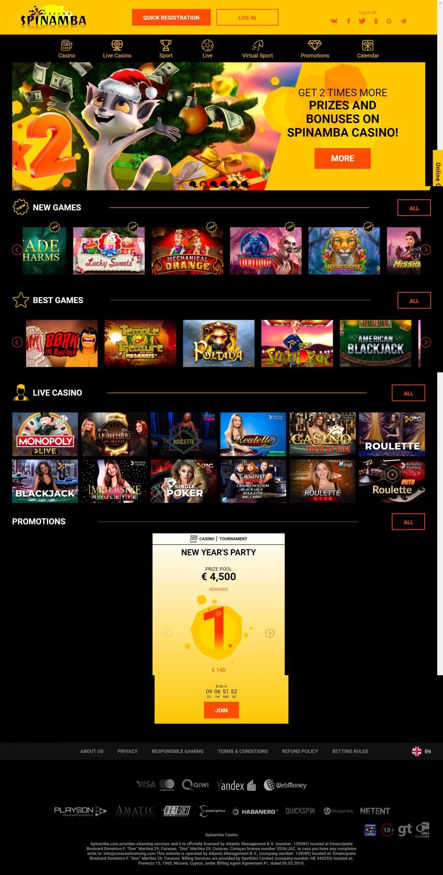 Spinamba Casino  screenshot