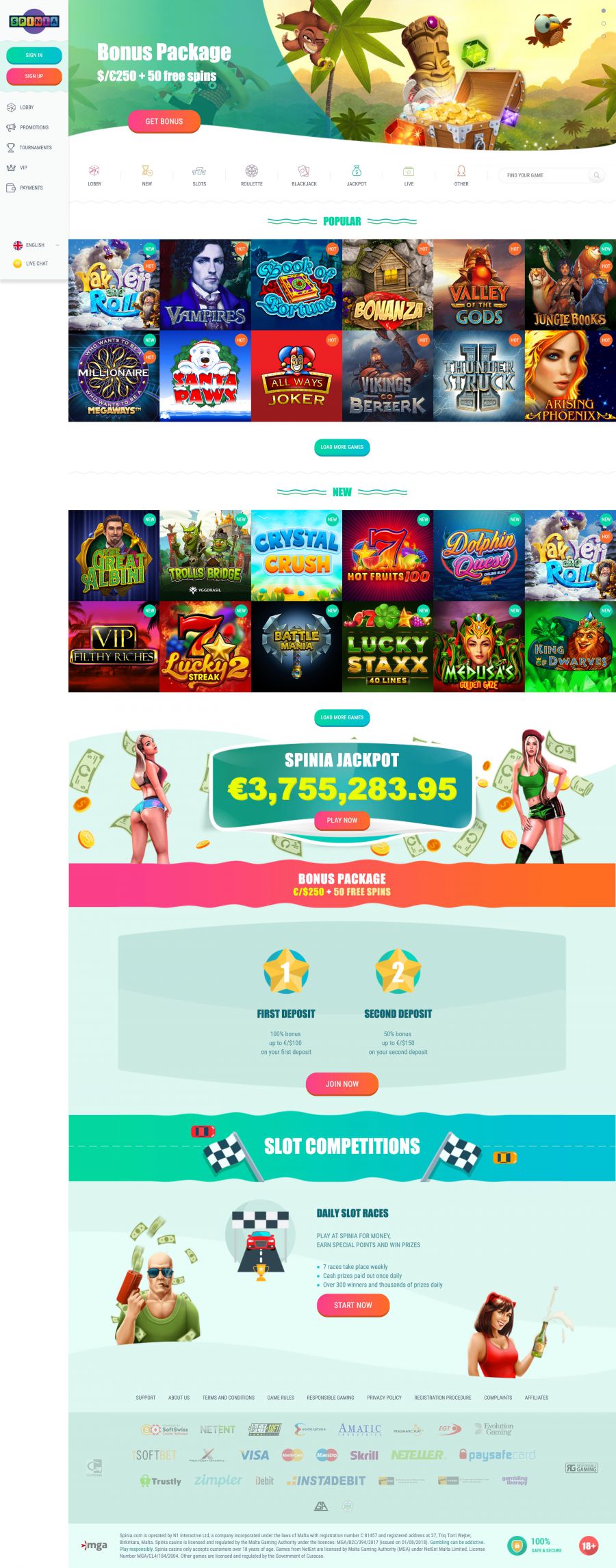Spinia Casino  screenshot