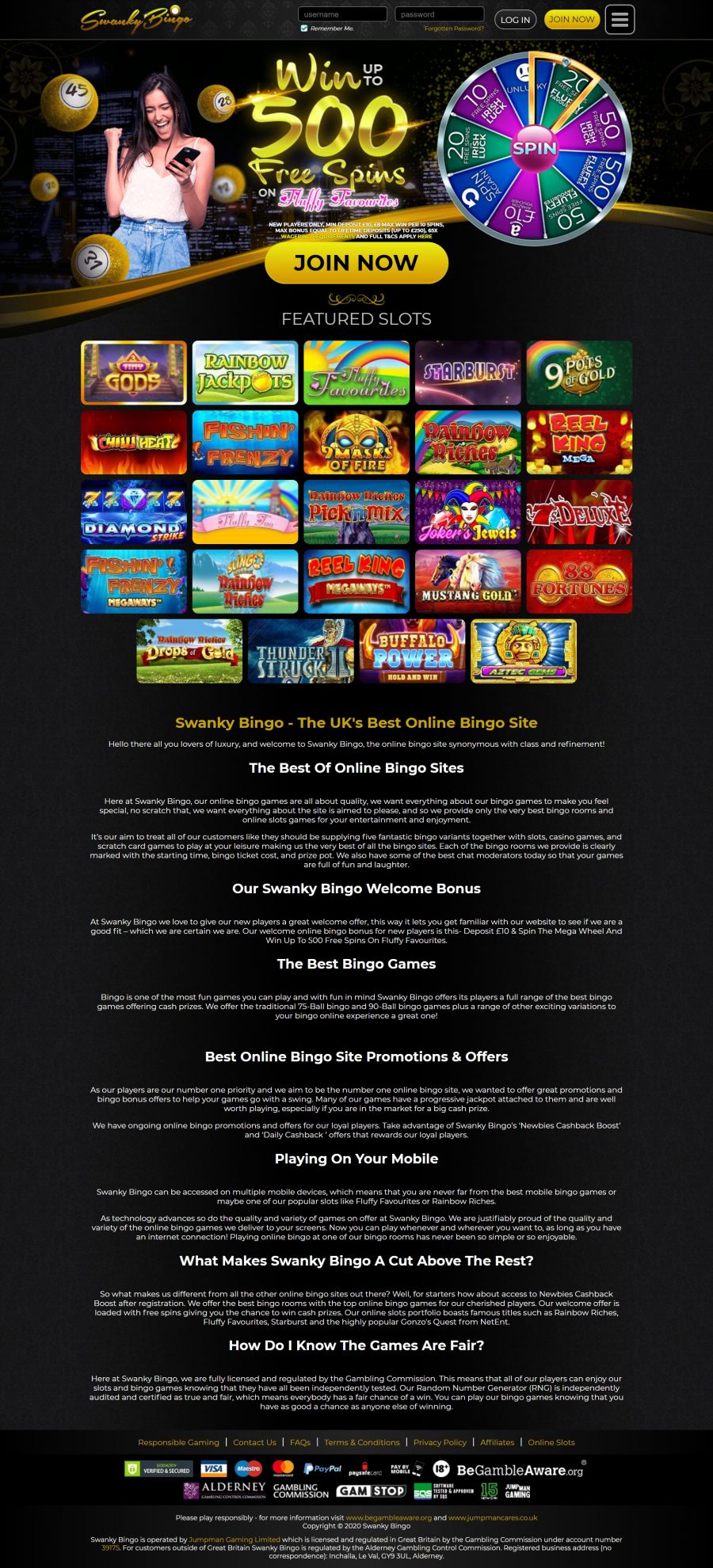 Swanky Bingo Casino  screenshot