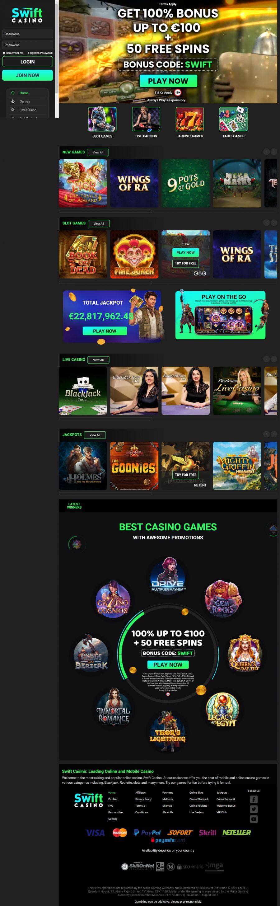 Swift Casino  screenshot