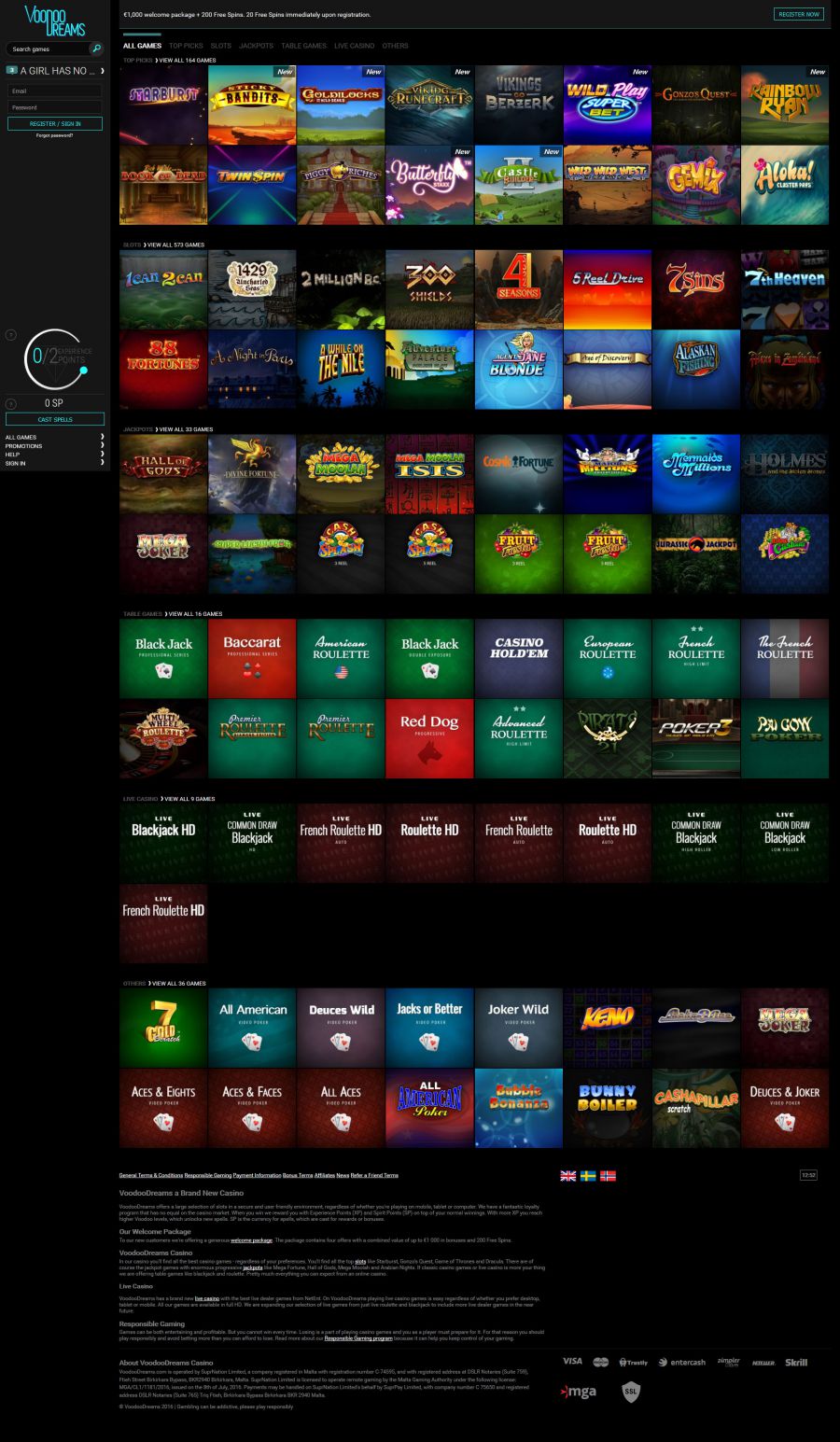 VoodooDreams Casino  screenshot