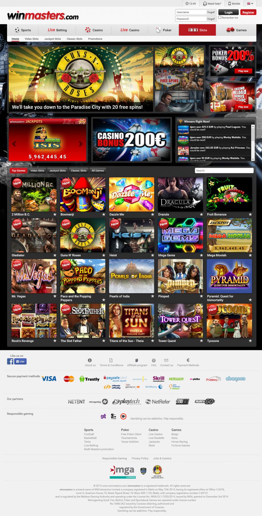 Winmasters Casino  screenshot
