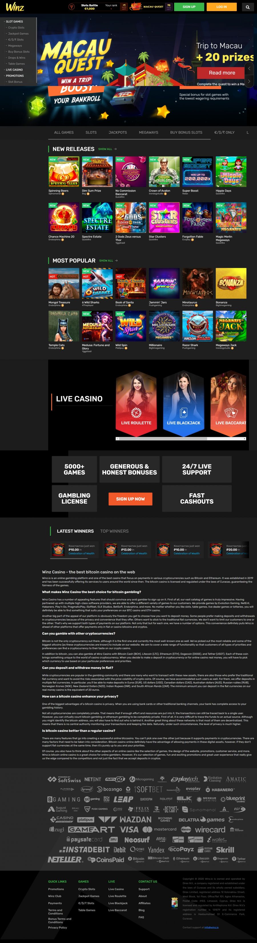 Winz Casino  screenshot