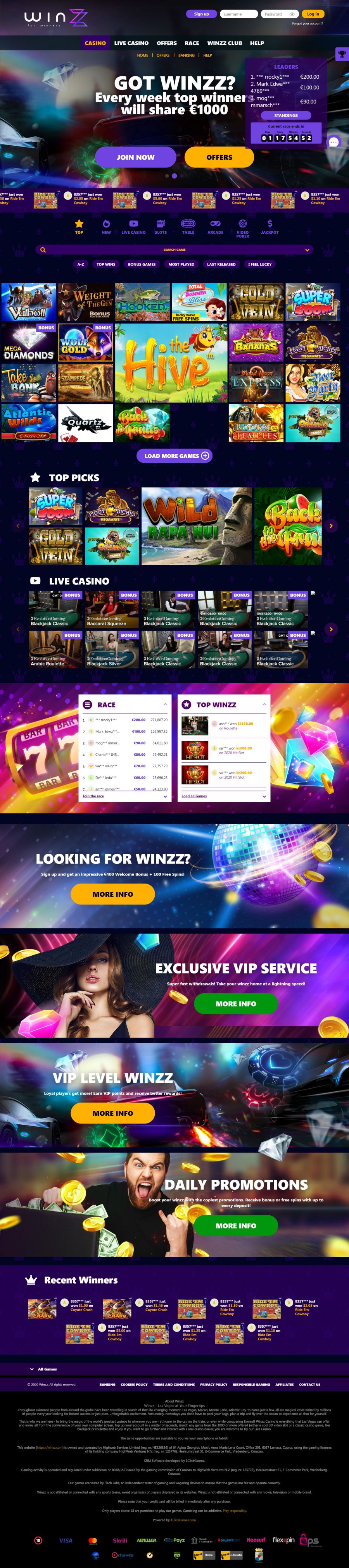 WINZZ Casino  screenshot