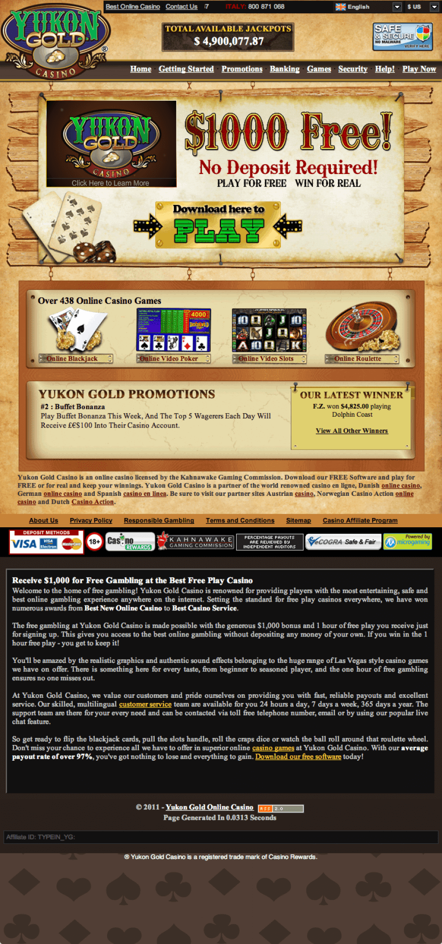 Yukon Gold Casino  screenshot