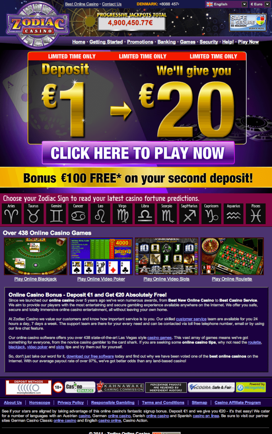 Zodiac Casino  screenshot